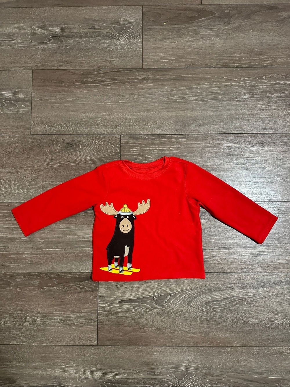 Carter's Red Long-Sleeve Tee with Moose Graphic